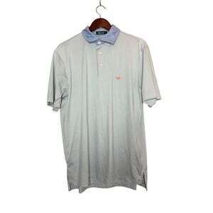Men's Southern Marsh Light Blue Striped Albany Flats Polo Size Medium RN 126742